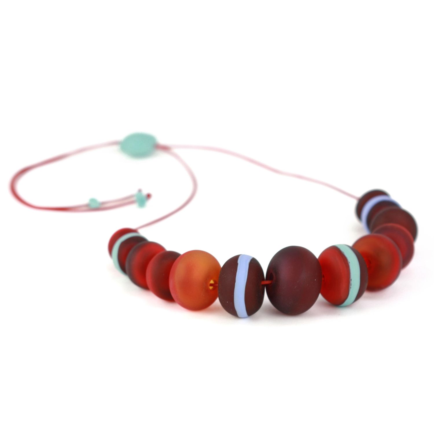 Alicia Niles: Soft Stripe Necklace – Red, Orange & Blue Product Image 1 of 4