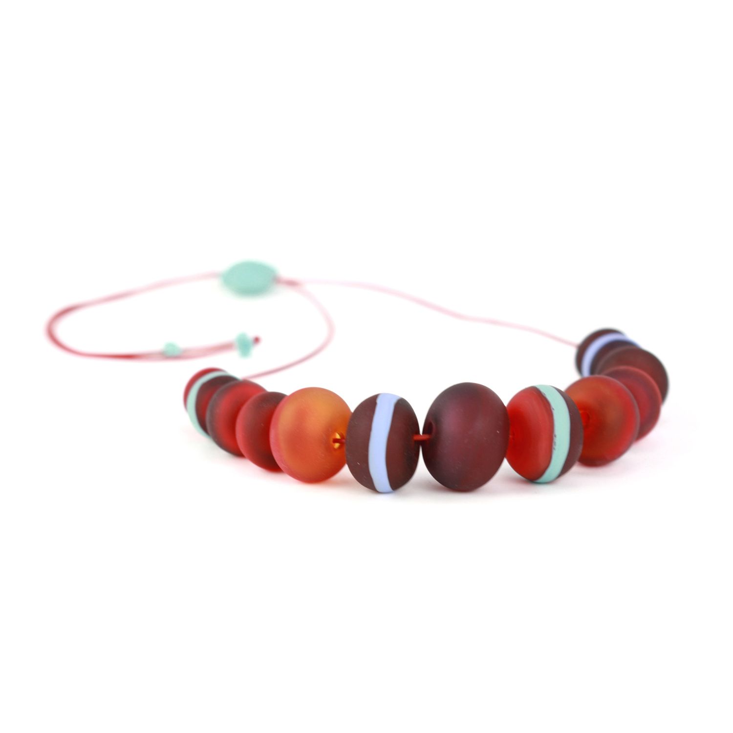Alicia Niles: Soft Stripe Necklace – Red, Orange & Blue Product Image 4 of 4