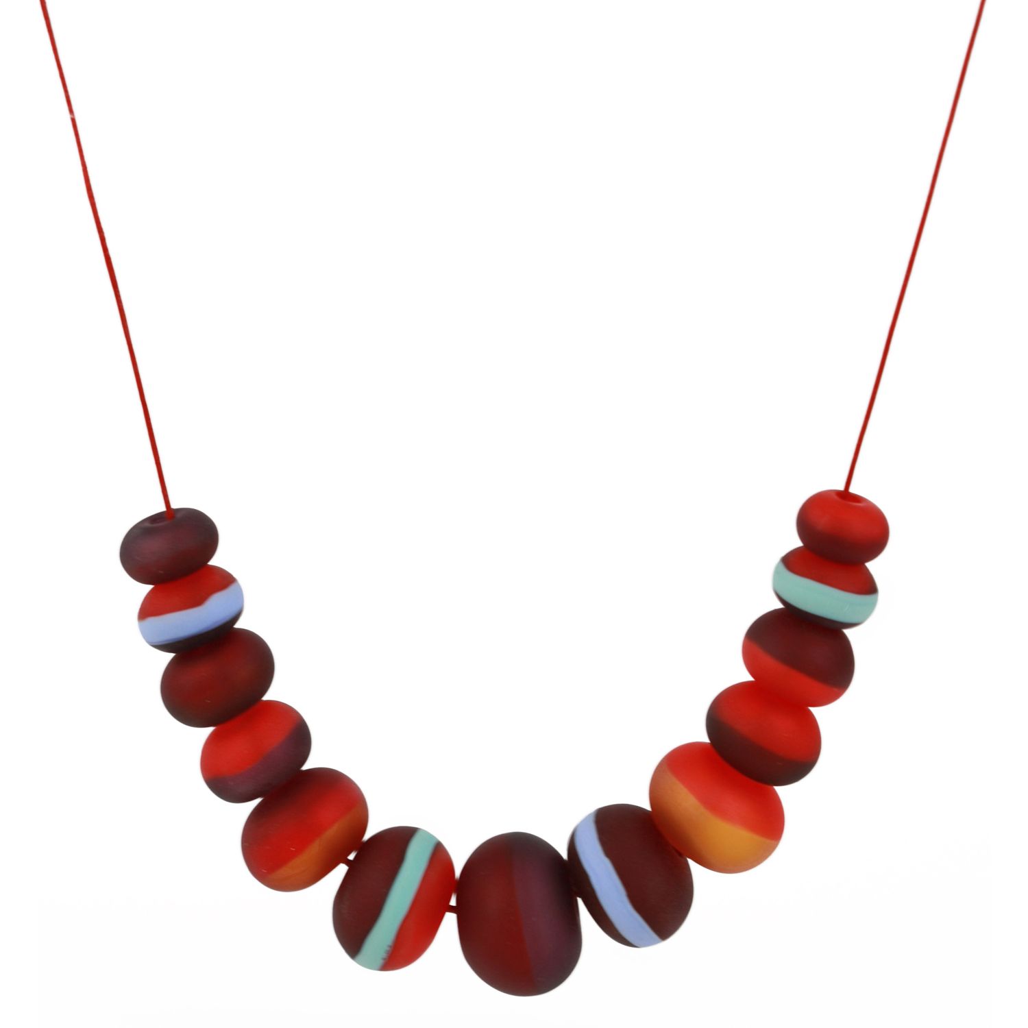 Alicia Niles: Soft Stripe Necklace – Red, Orange & Blue Product Image 3 of 4