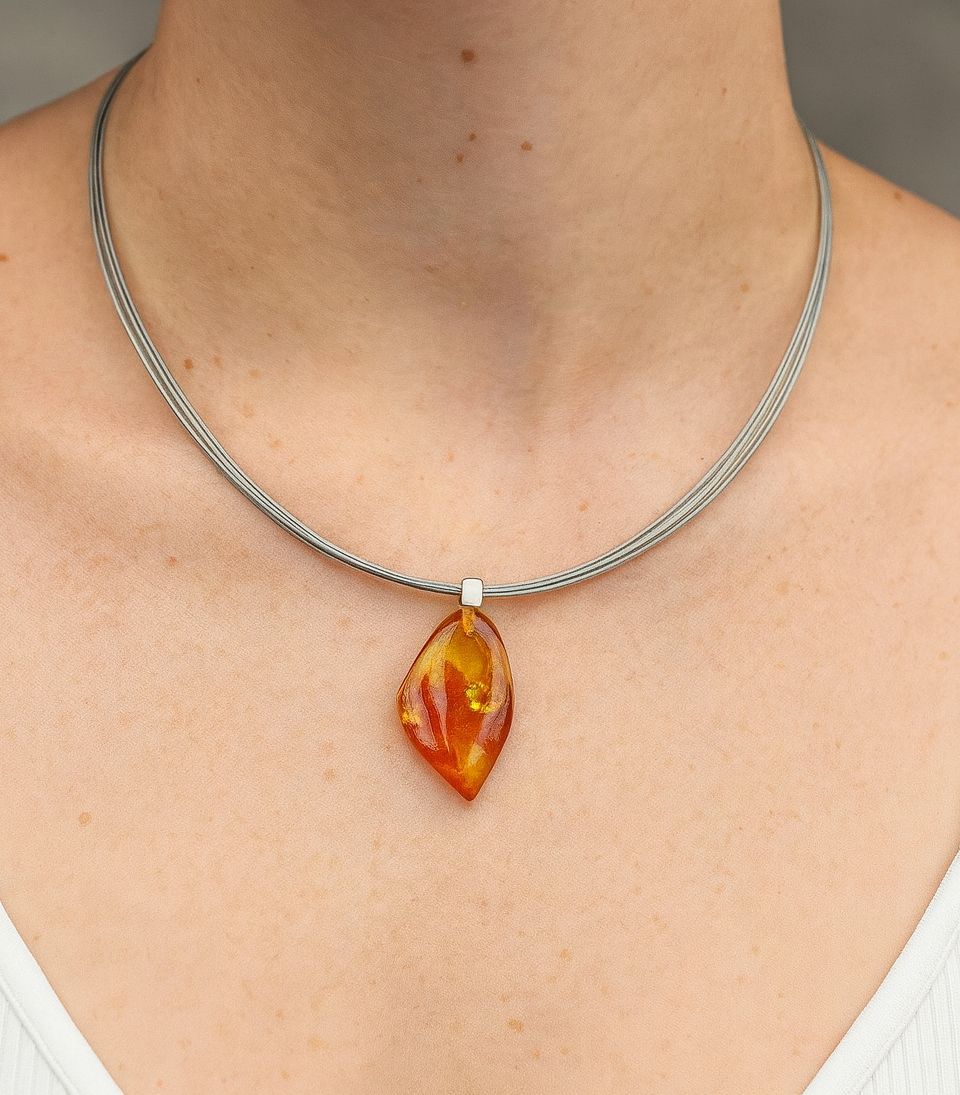 Tetyana Lypka: Silver Amber Necklace Product Image 1 of 1