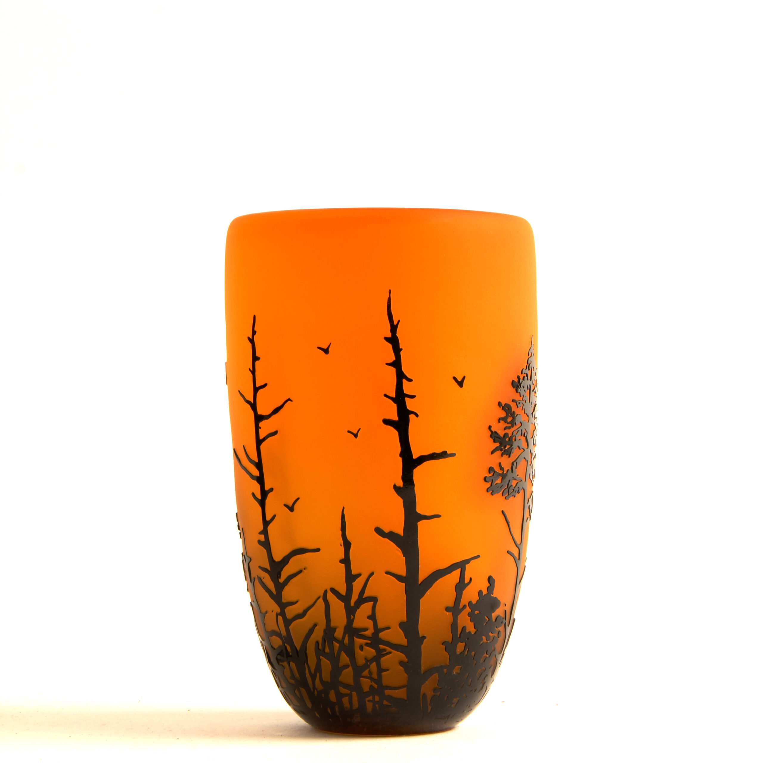 Carol Nesbitt: Saffron Vase with Black Trees and Birds Product Image 1 of 2