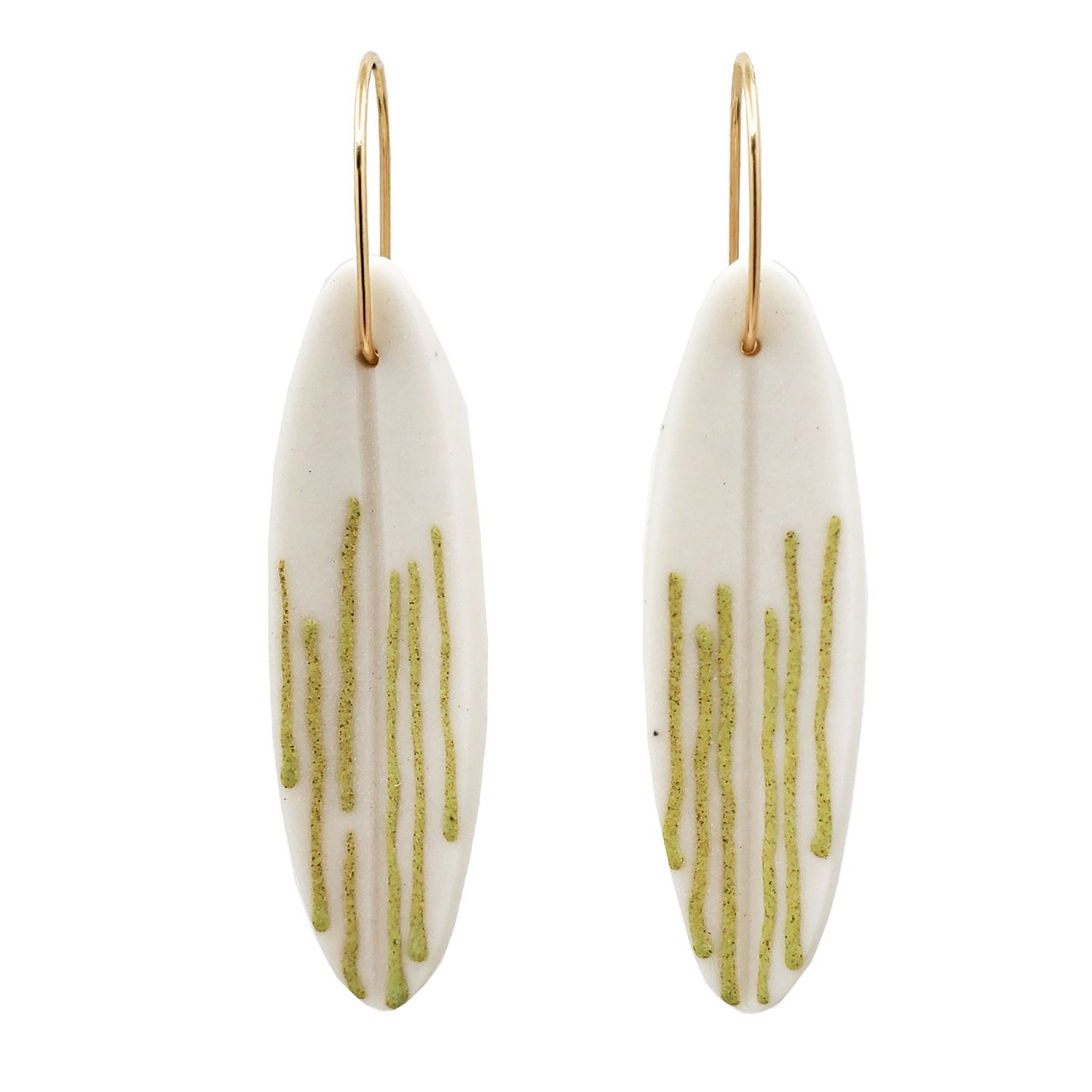 Chayle Jewellery: Large Willow Earrings – Porcelain & Gold Filled Product Image 1 of 1