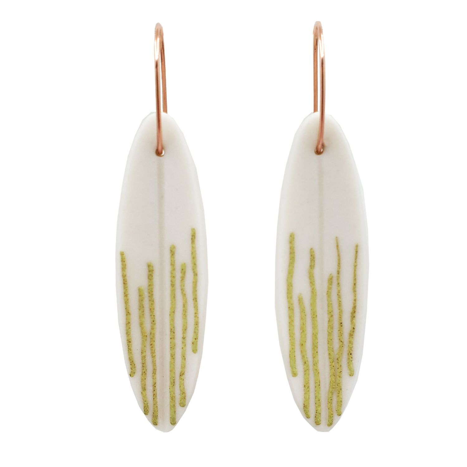 Chayle Jewellery: Large Willow Earrings – Porcelain & Rose Gold Filled Product Image 1 of 1