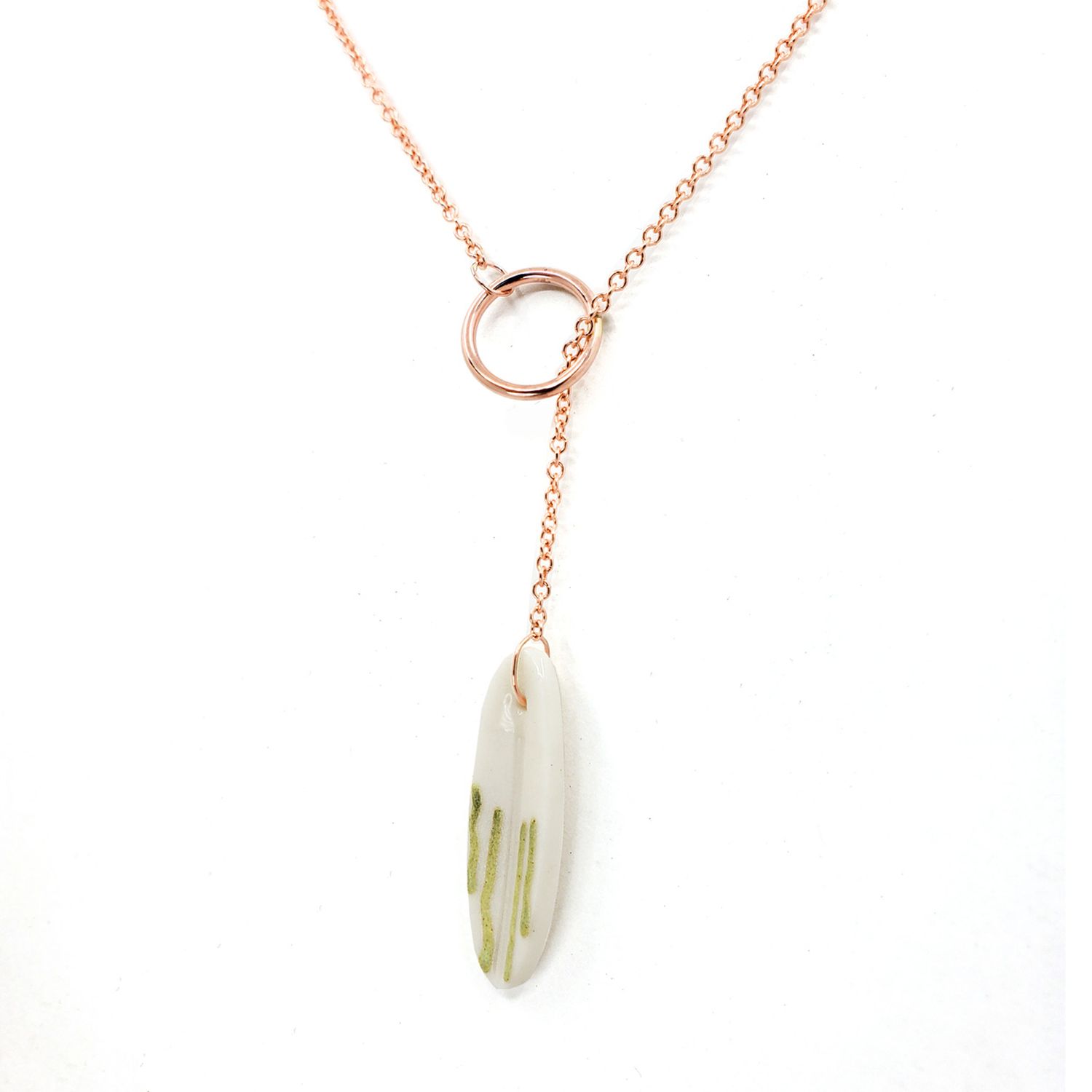 Chayle Jewellery: Willow Lariat Necklace – Porcelain & Rose Gold Filled Product Image 1 of 2