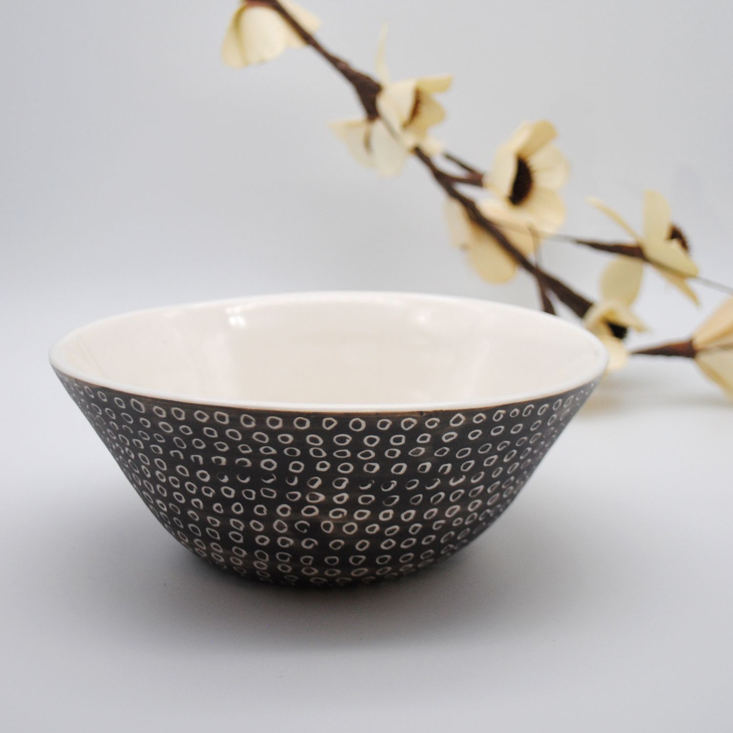Cuir Ceramics: Black and White Bowl Product Image 1 of 5