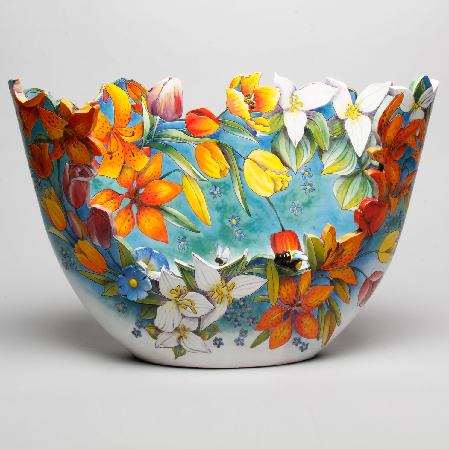 DaNisha Sculpture: Large Cutaway Floral Bowl Product Image 1 of 2
