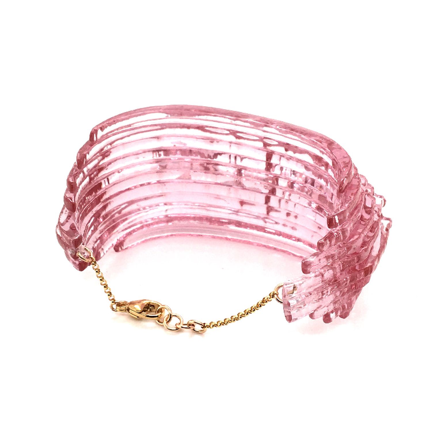 Broken Plates: Fuchsia Curly Moss Blend Cuff Product Image 3 of 4