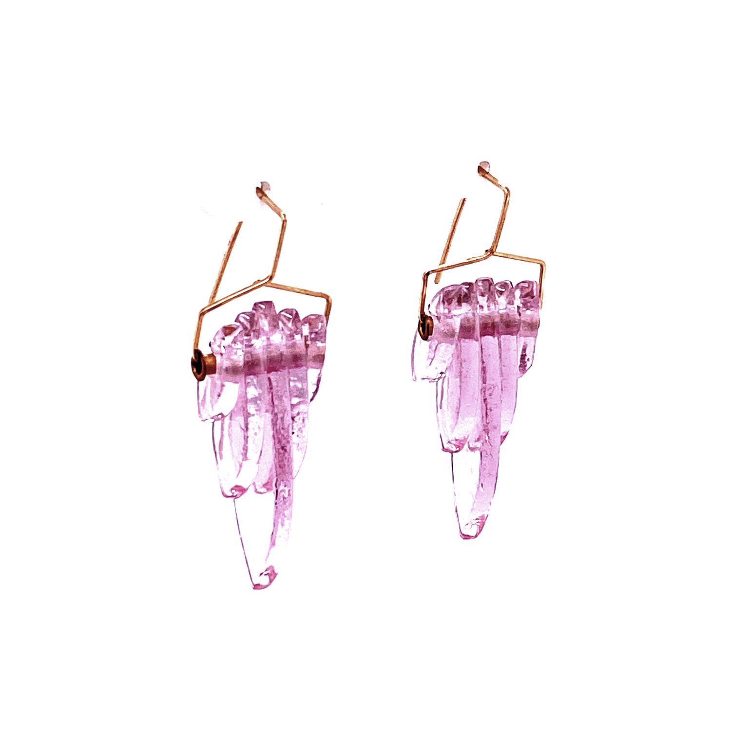 Broken Plates: Fuchsia Kinetic Deco Teardrop Earrings Product Image 1 of 2