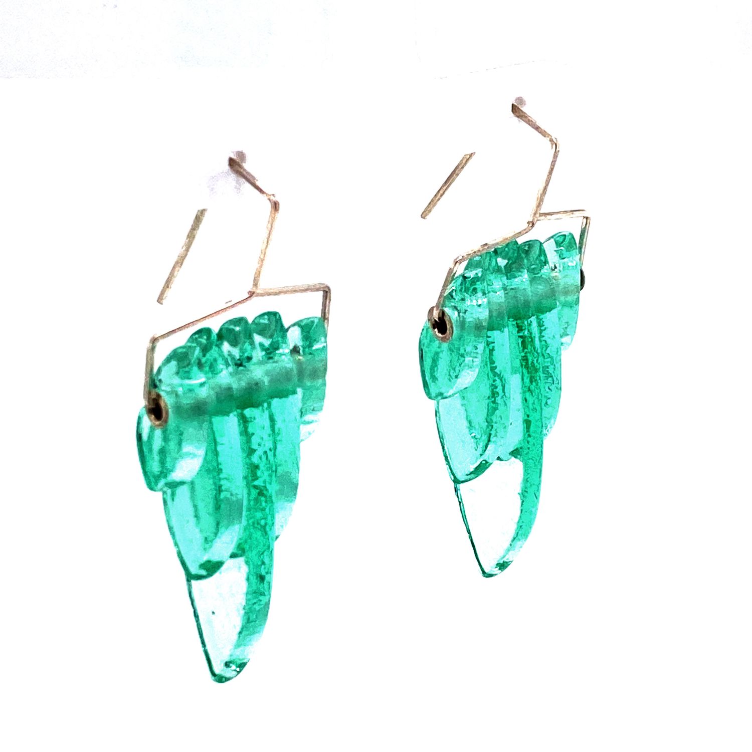 Broken Plates: Jade Kinetic Deco Teardrop Earrings Product Image 1 of 3