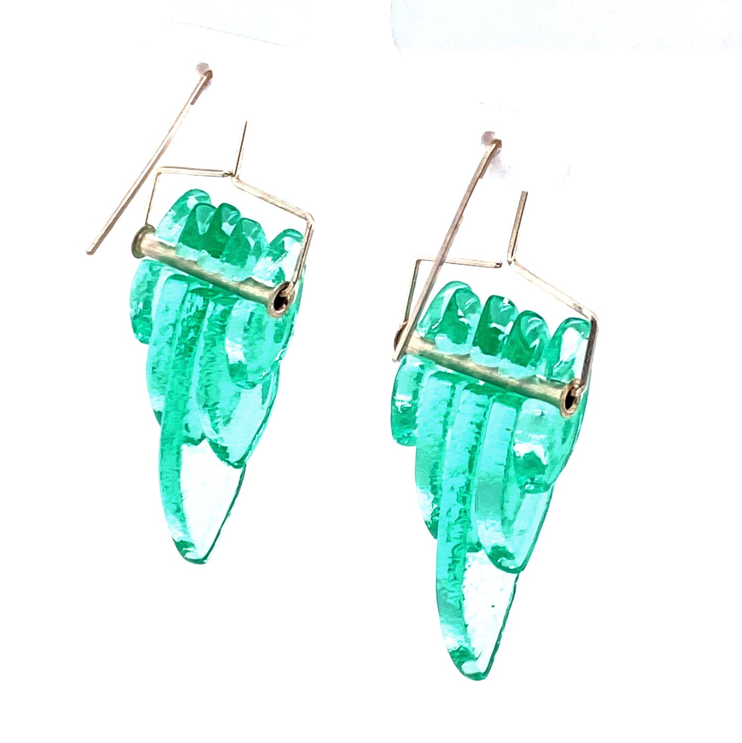 Broken Plates: Jade Kinetic Deco Teardrop Earrings Product Image 3 of 3