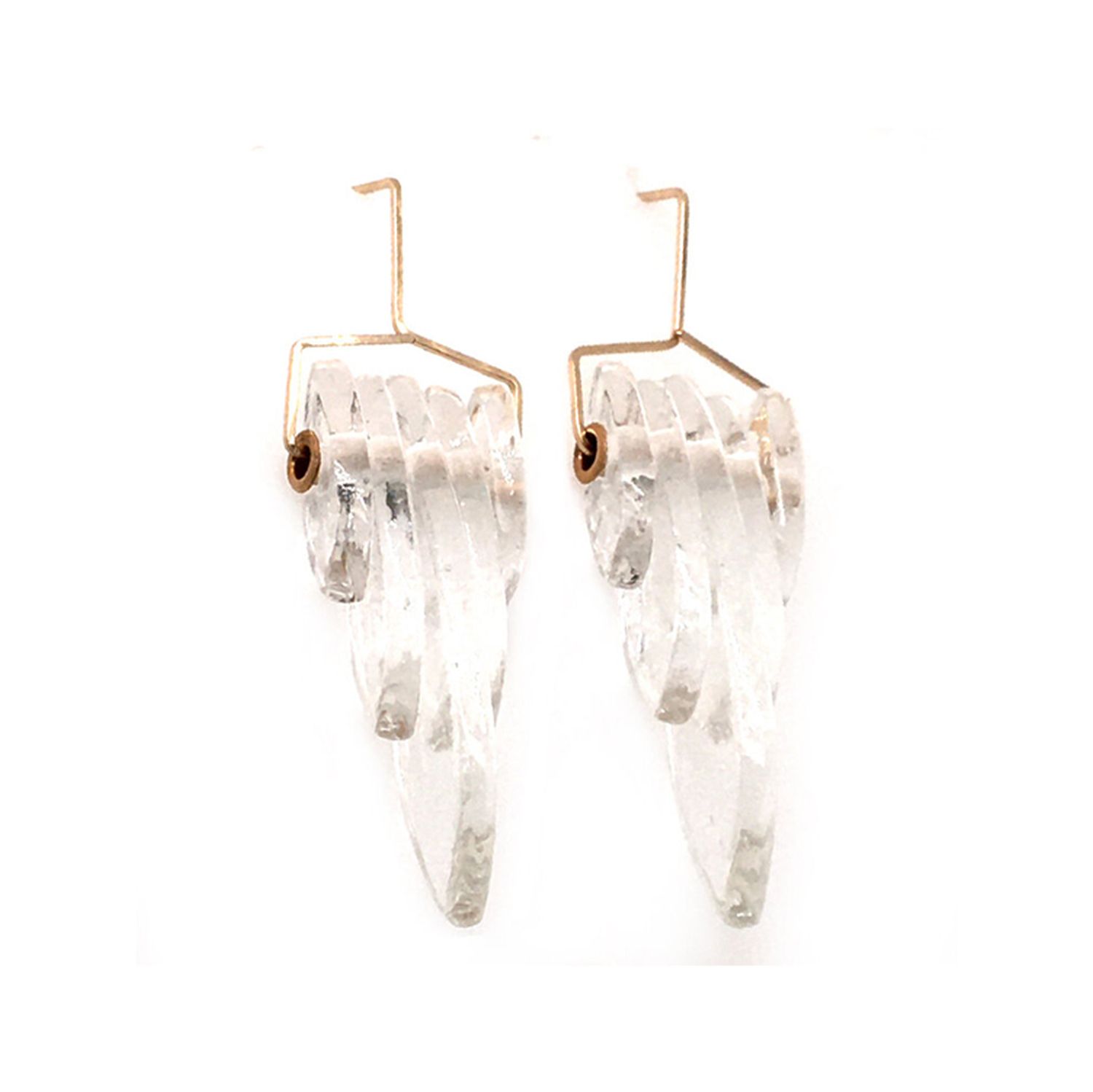 Broken Plates: Clear Kinetic Deco Tear Drop Earrings Product Image 1 of 1