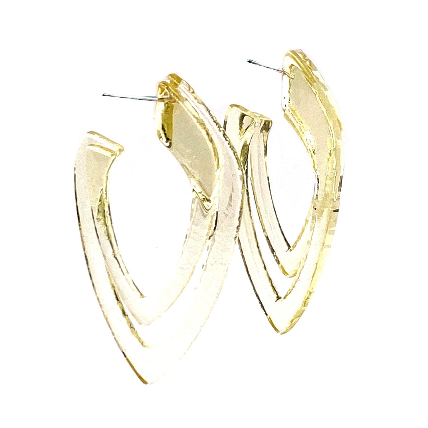 Broken Plates: Green Tea Tinted Double Open Deco Drop Earrings Product Image 1 of 1