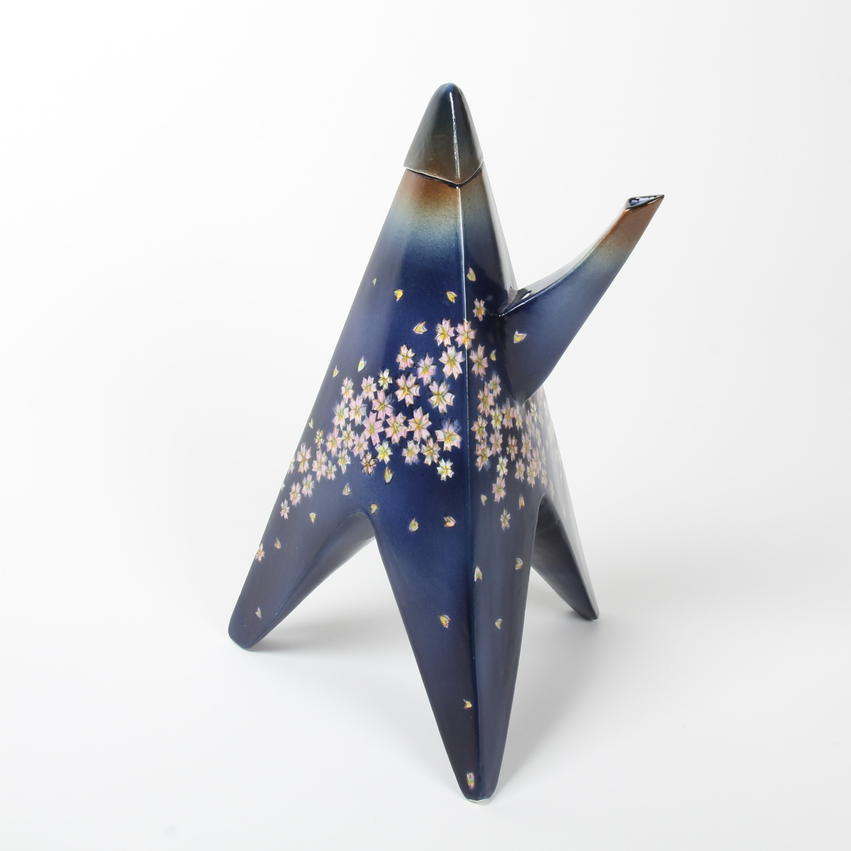 Kinichi Shigeno: Blue Floral Tripod Decanter Product Image 1 of 4