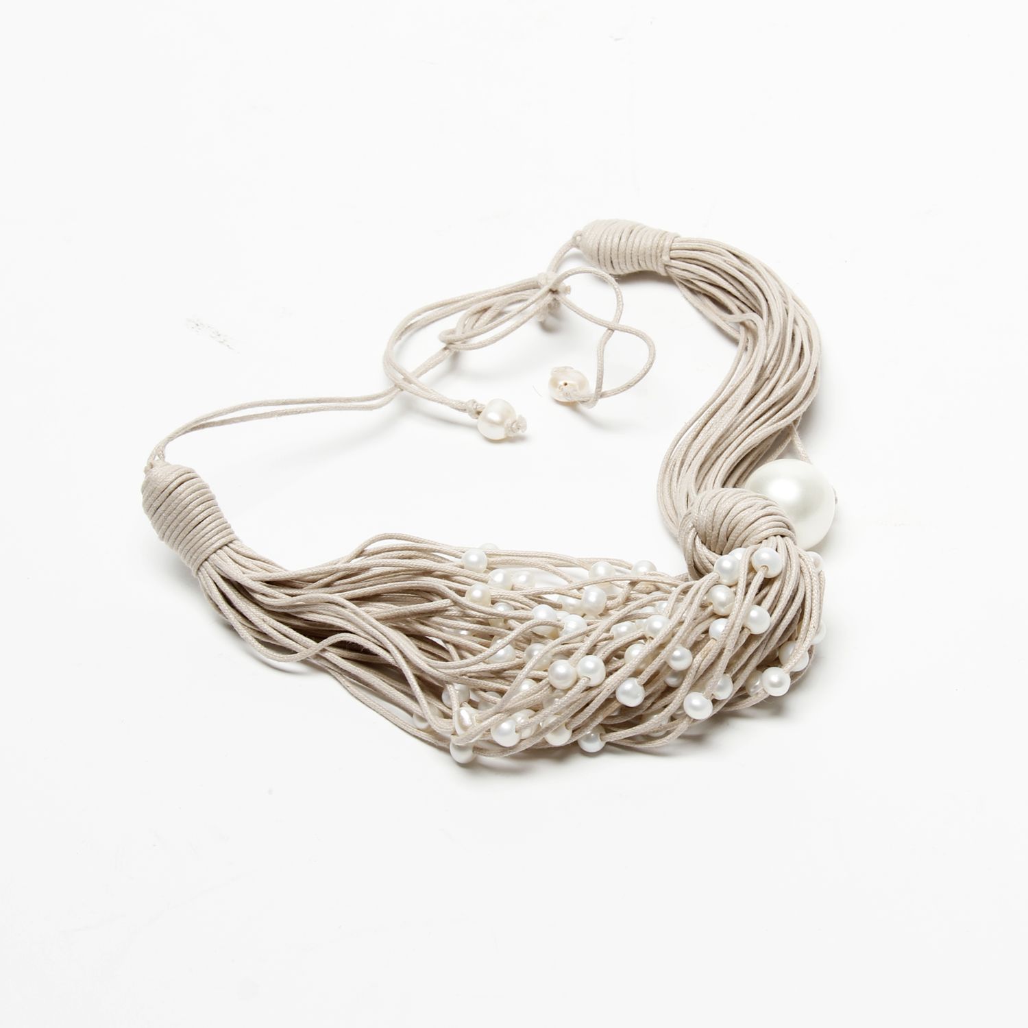 Oz & Ella Design: Pearl Scarf Necklace – Neutral Product Image 1 of 3