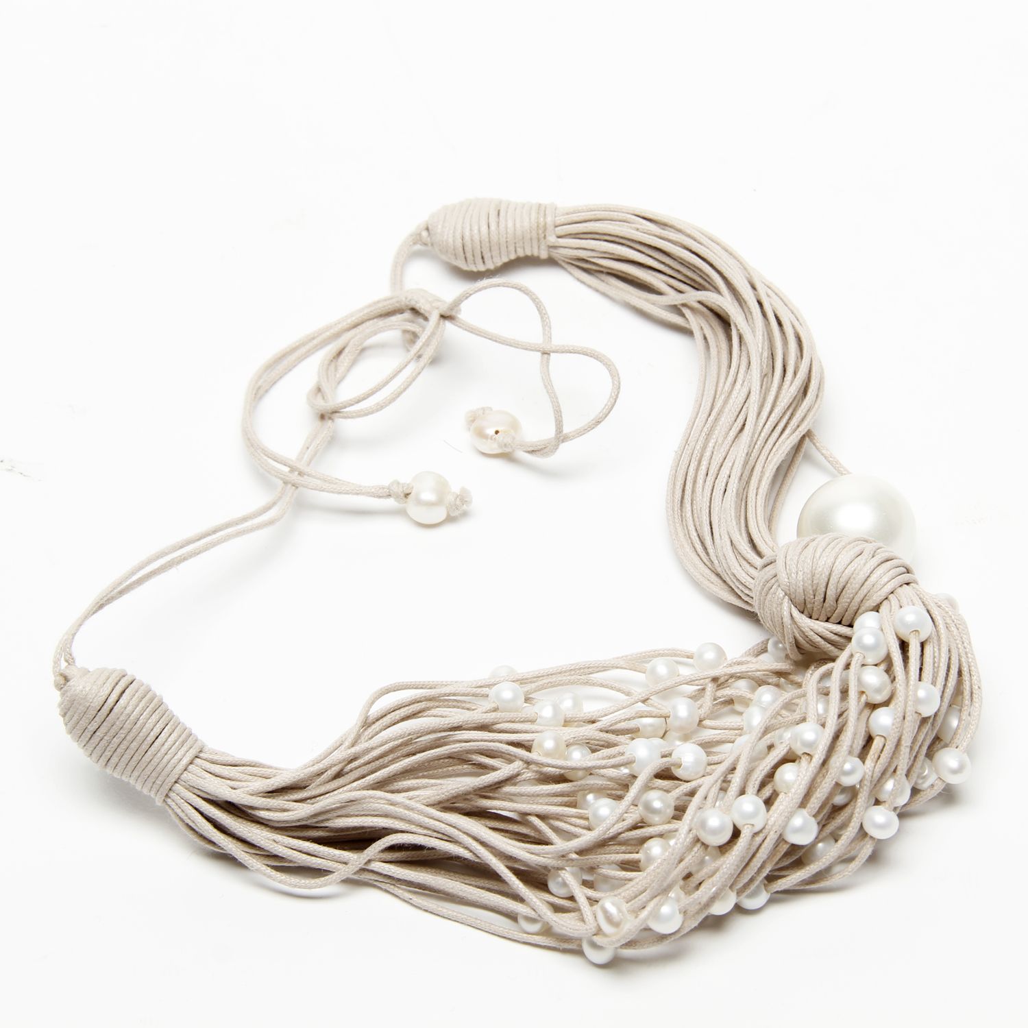 Oz & Ella Design: Pearl Scarf Necklace – Neutral Product Image 2 of 3