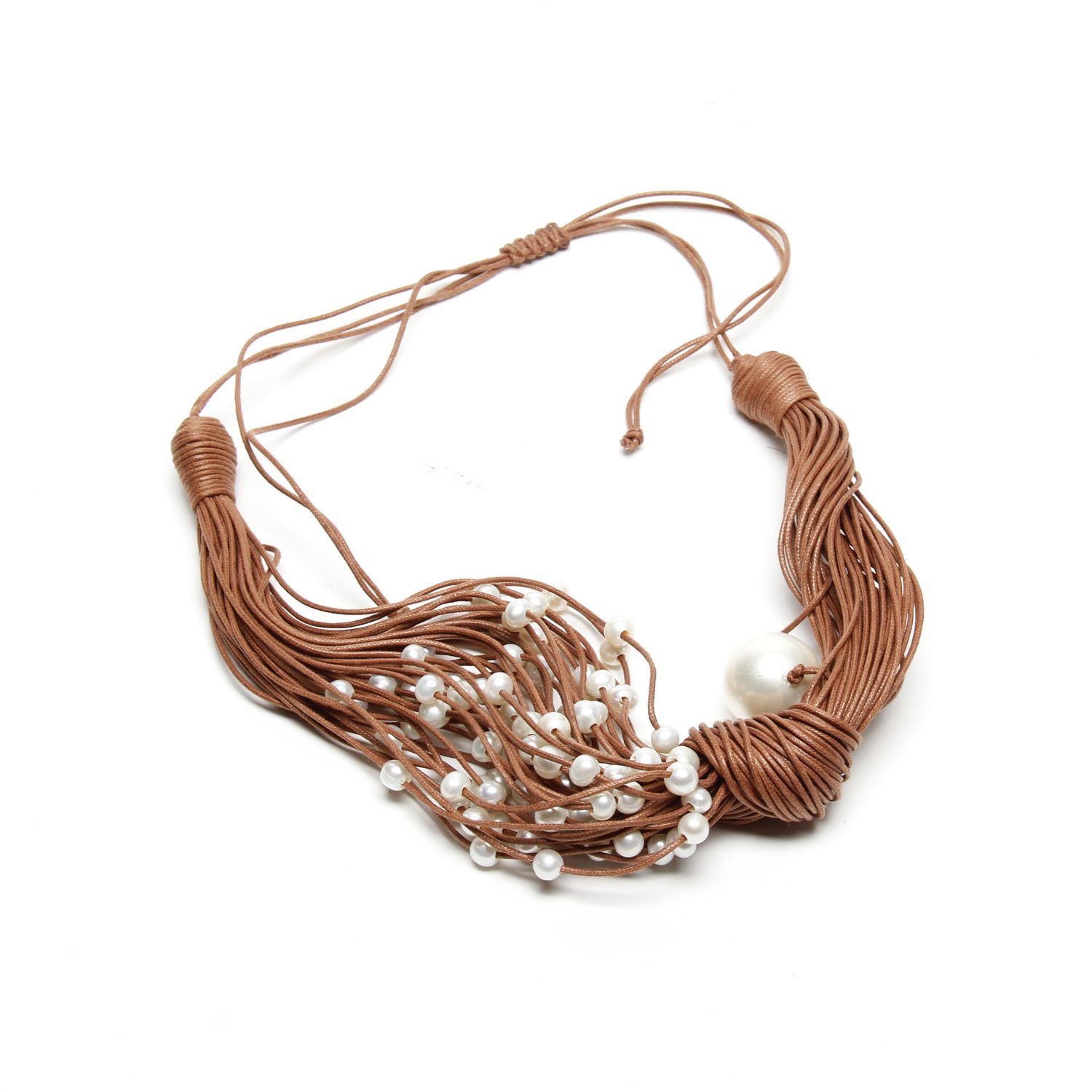 Oz & Ella Design: Pearl Scarf Necklace – Brown Product Image 1 of 4