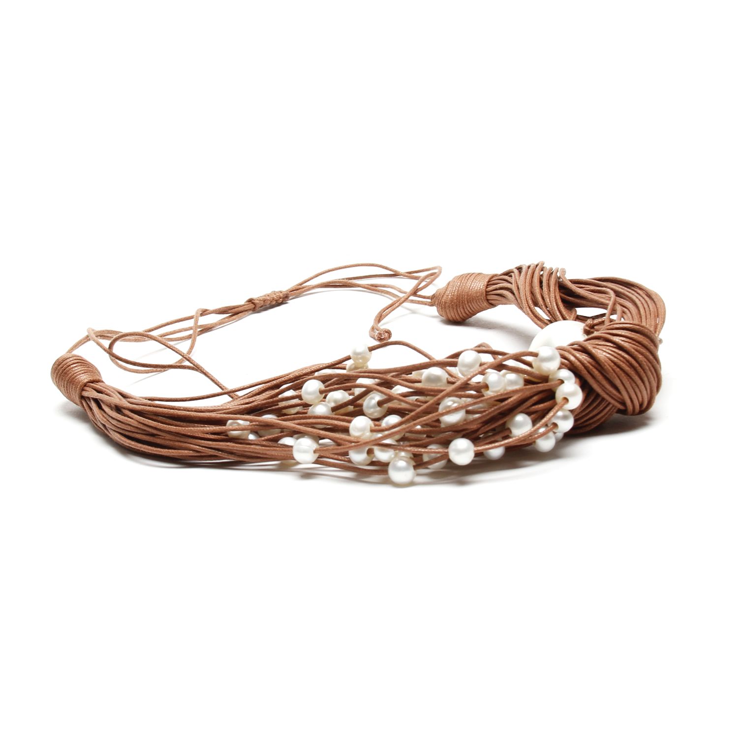 Oz & Ella Design: Pearl Scarf Necklace – Brown Product Image 2 of 4