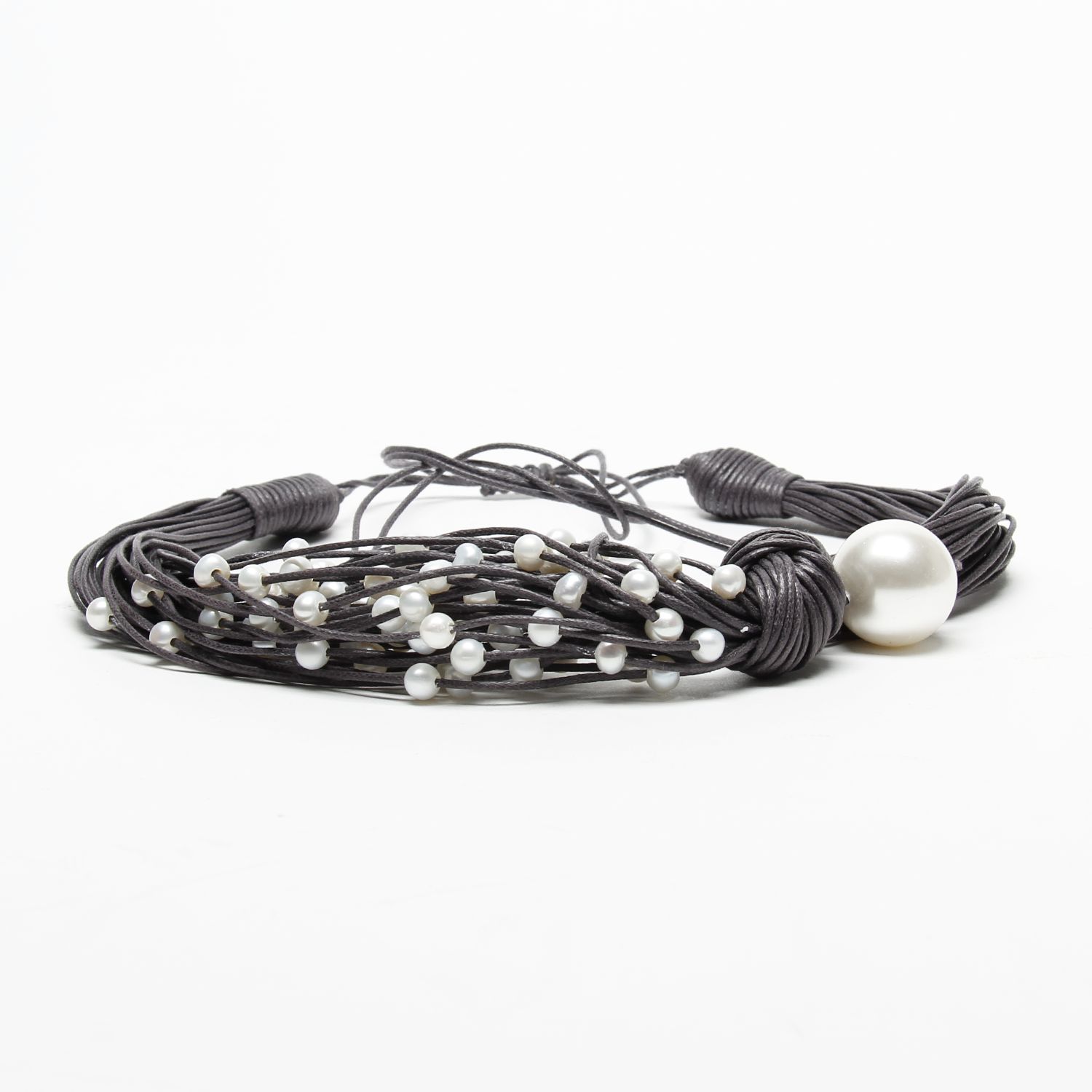 Oz & Ella Design: Pearl Scarf Necklace – Grey Product Image 3 of 3