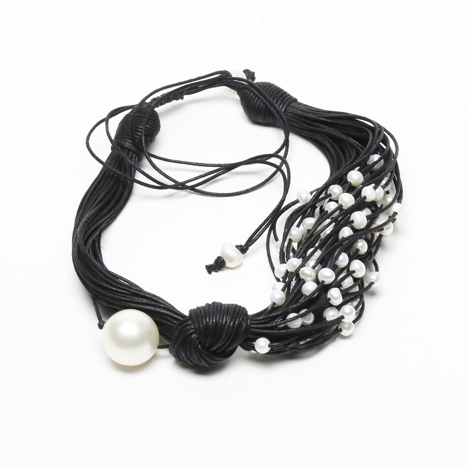 Oz & Ella Design: Pearl Scarf Necklace – Black Product Image 1 of 3