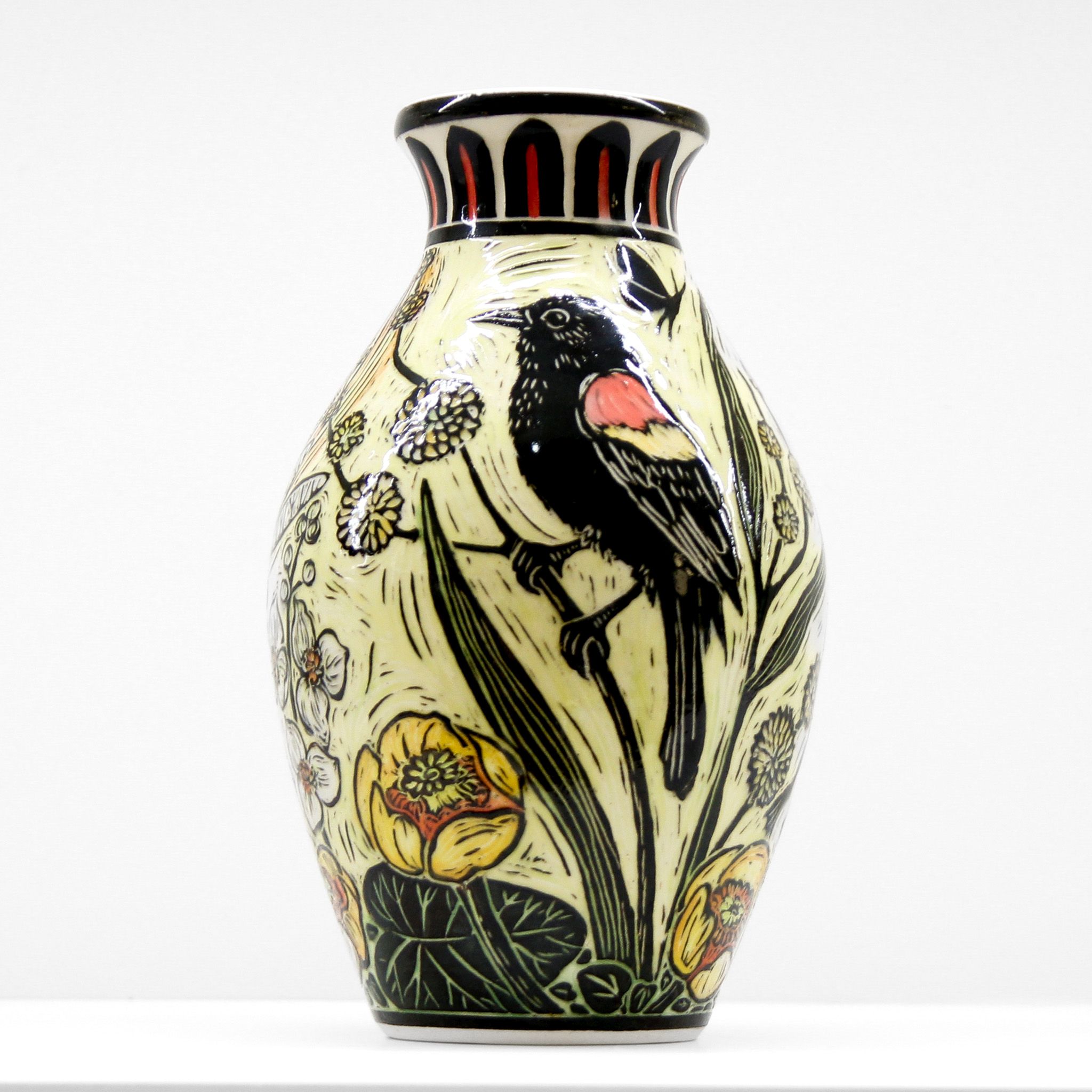 Jocelyn Jenkins: Redwing Blackbird Vase Product Image 1 of 1