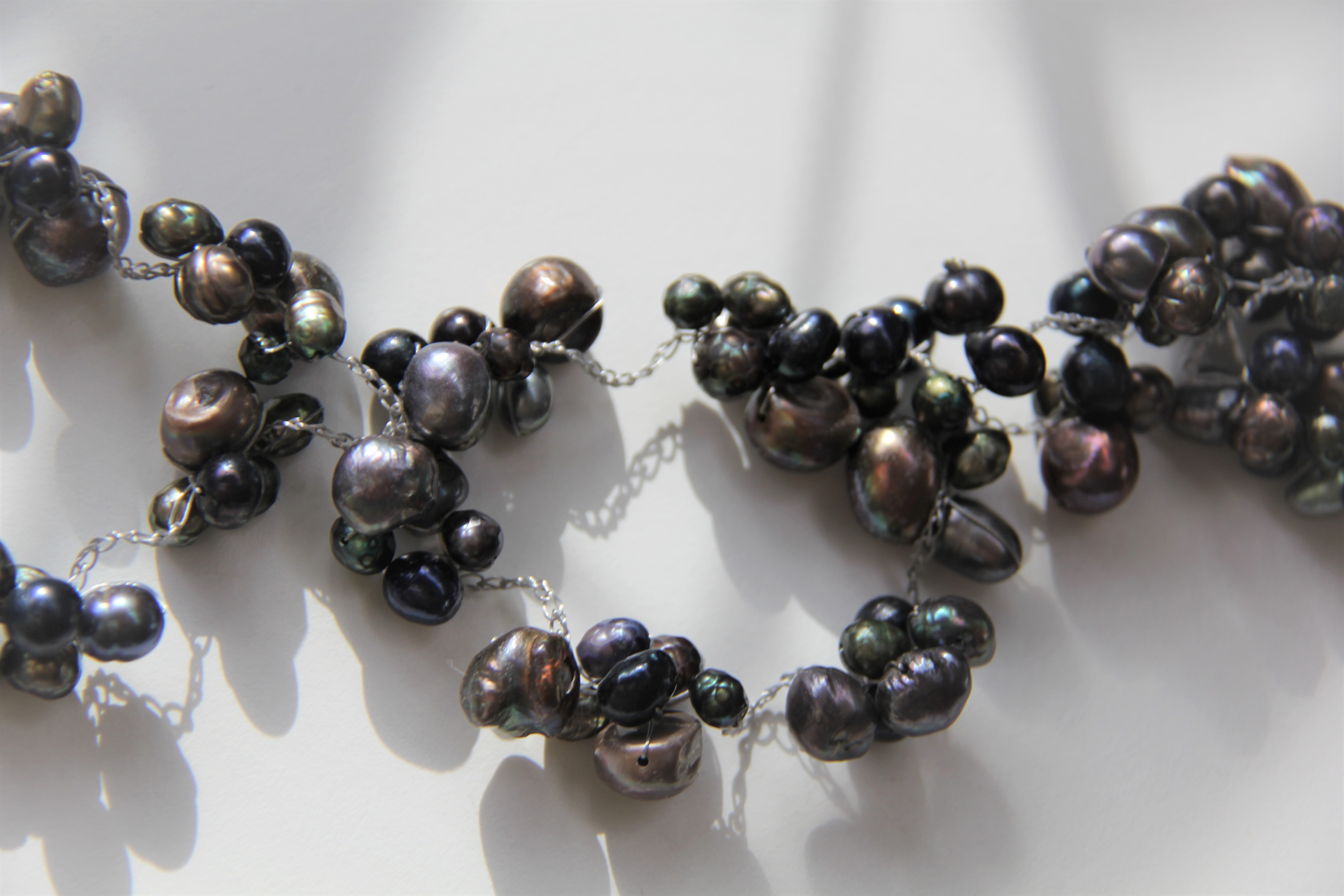 Mervi Haapakoski: Fresh Water Pearl Necklace in Multi Colour Black Product Image 4 of 4