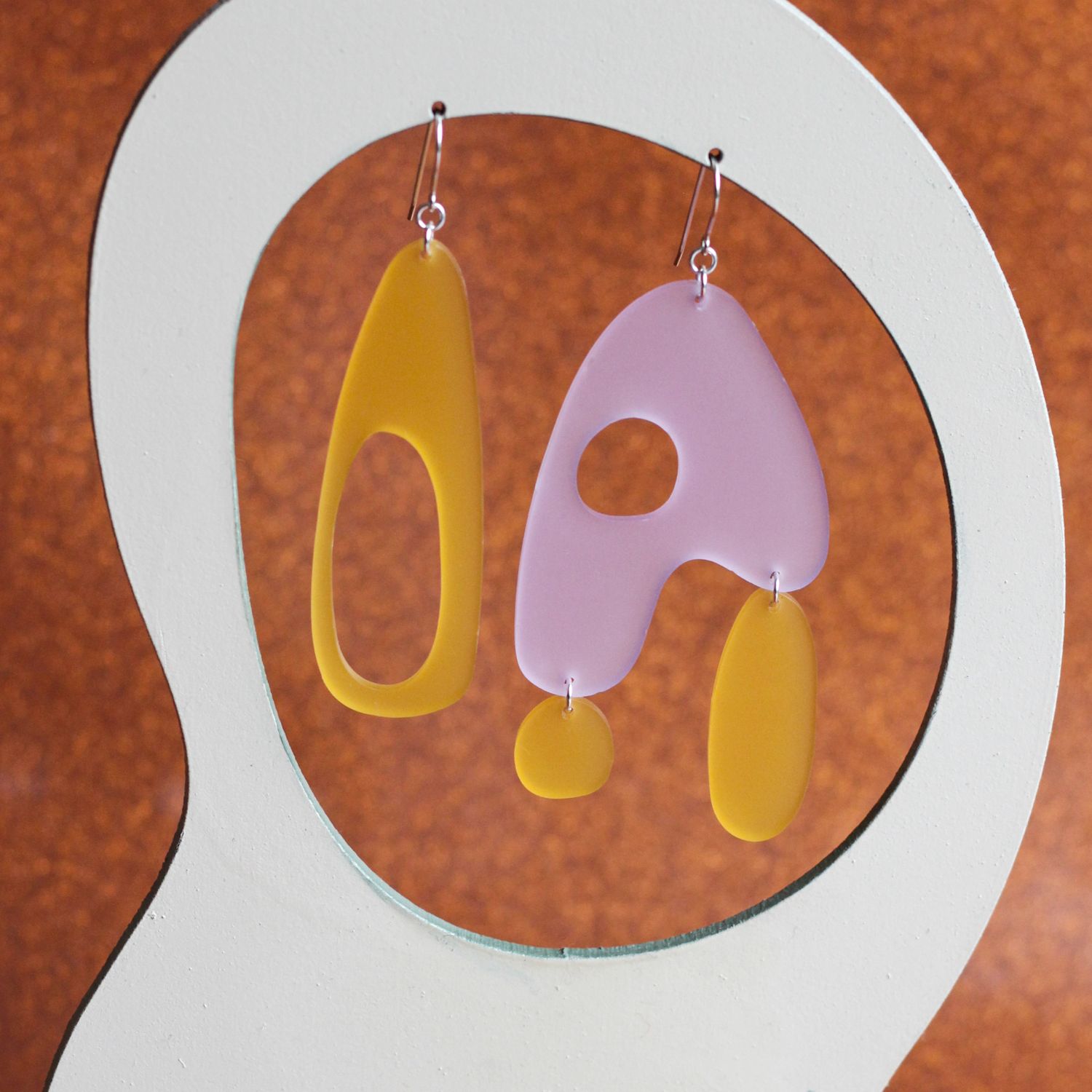 Nicnac: Fraternal Earrings in Lavender and Sun 2 Product Image 2 of 2