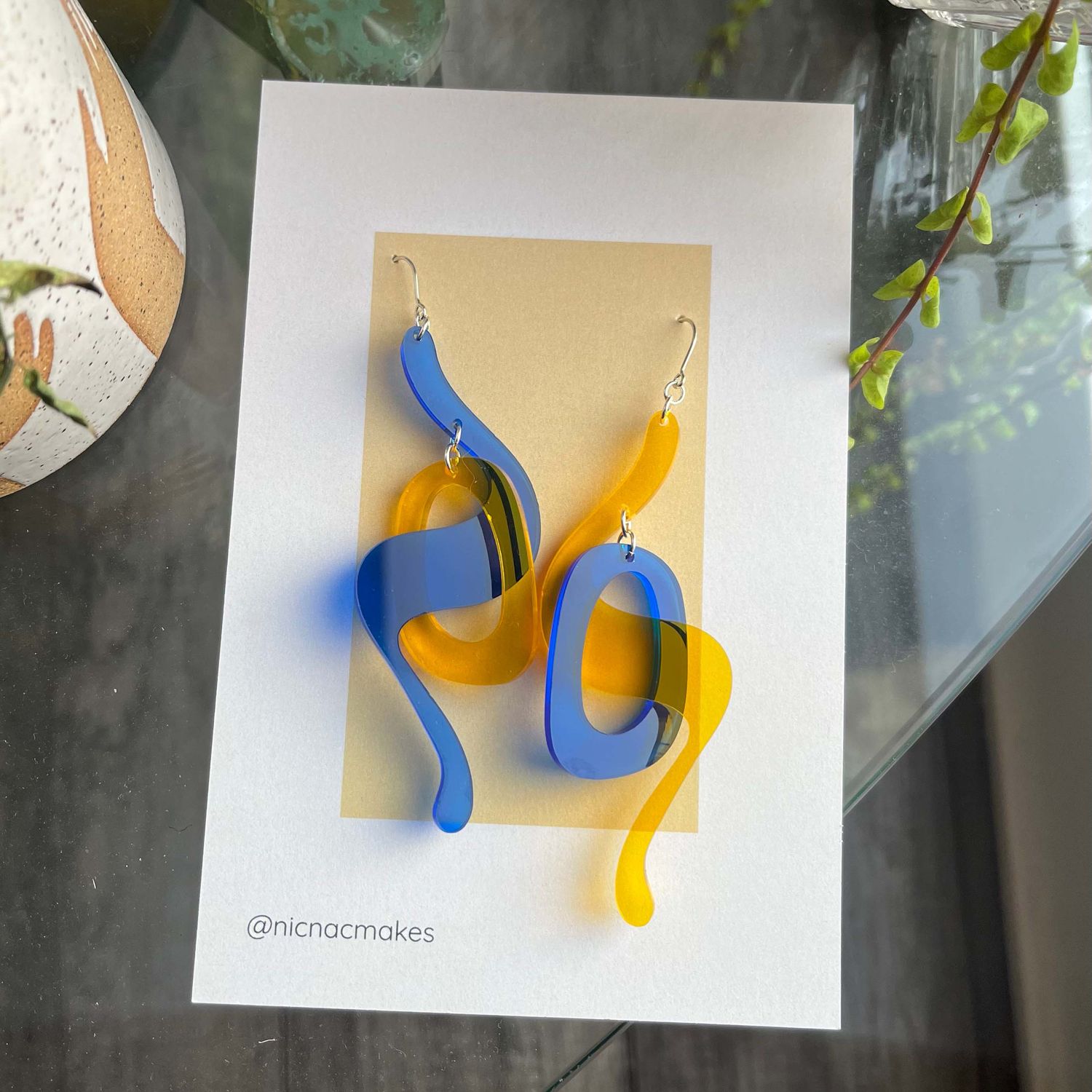 Nicnac: Weaver Earrings in Yellow and Blue Product Image 1 of 2