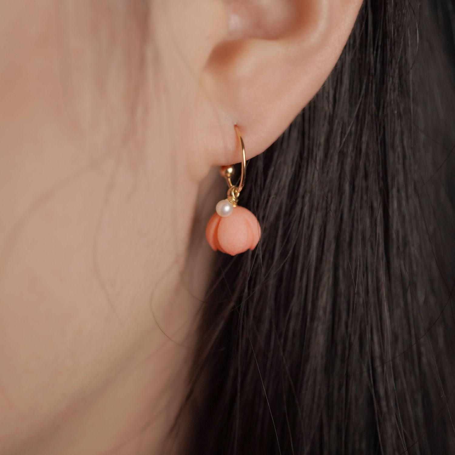Temino Jewellery: Small Bud Earrings in Pink Product Image 1 of 2