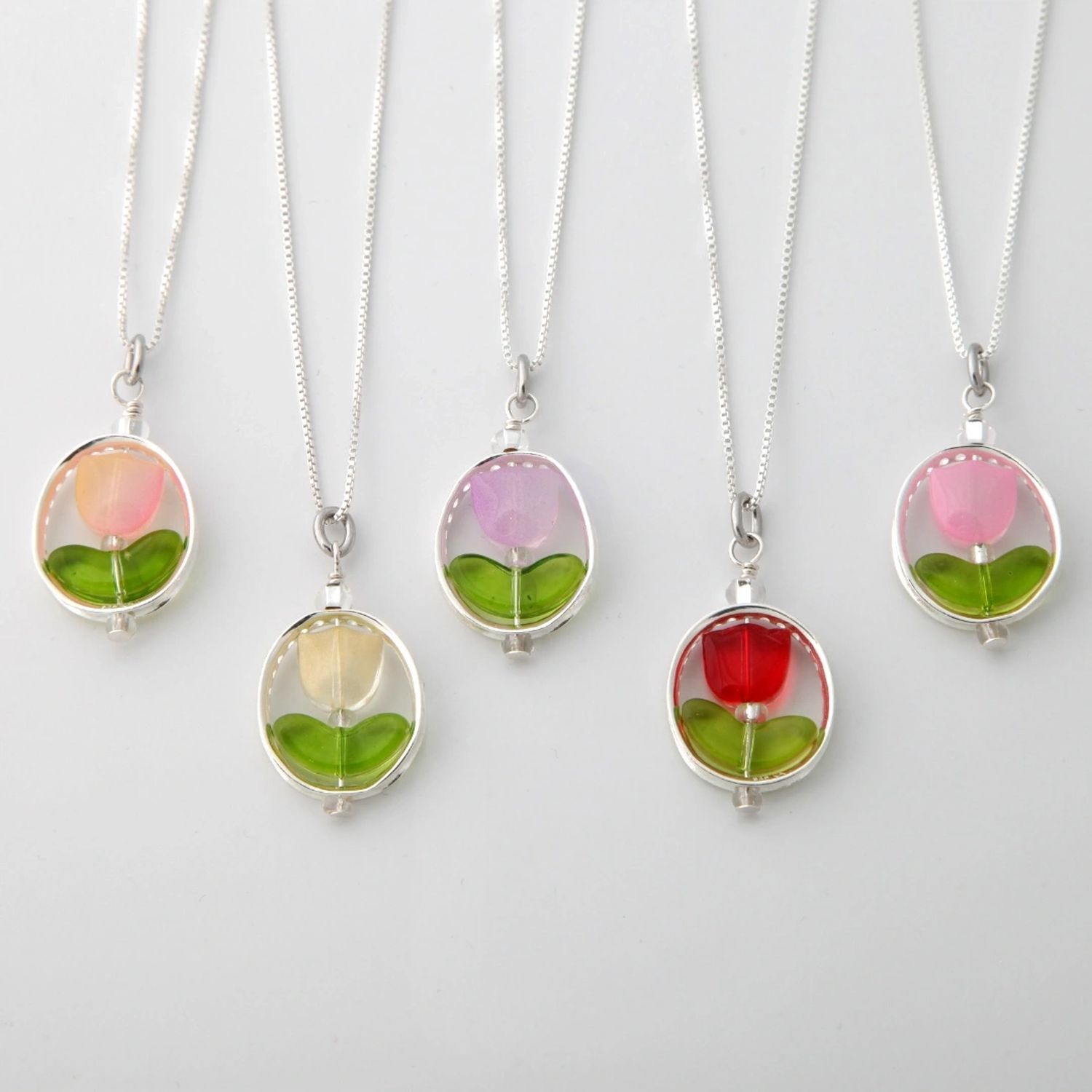 Farheen Ali: Peach Tulip Pendant Necklace (Each sold separately) Product Image 1 of 1