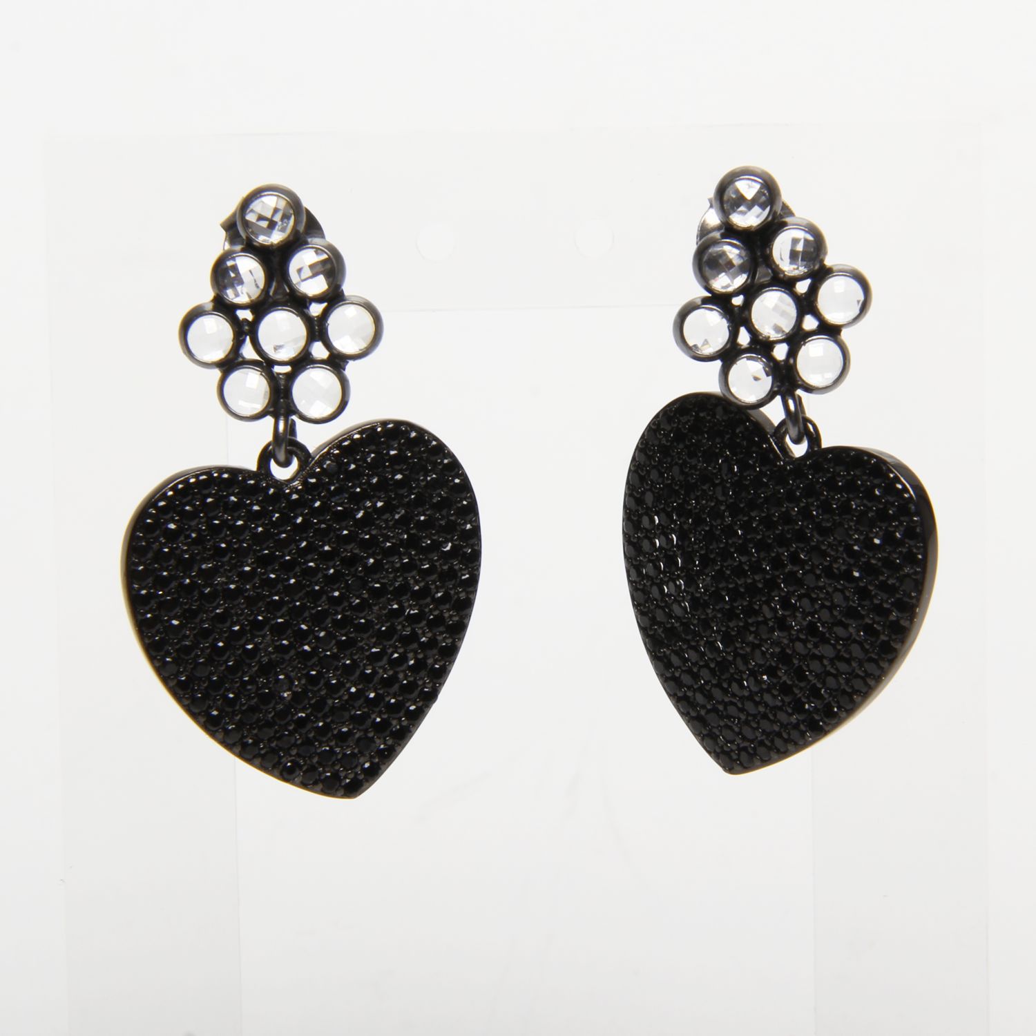 Valentine Rouge Jewellery: Black Amour Heart Earrings Product Image 1 of 2