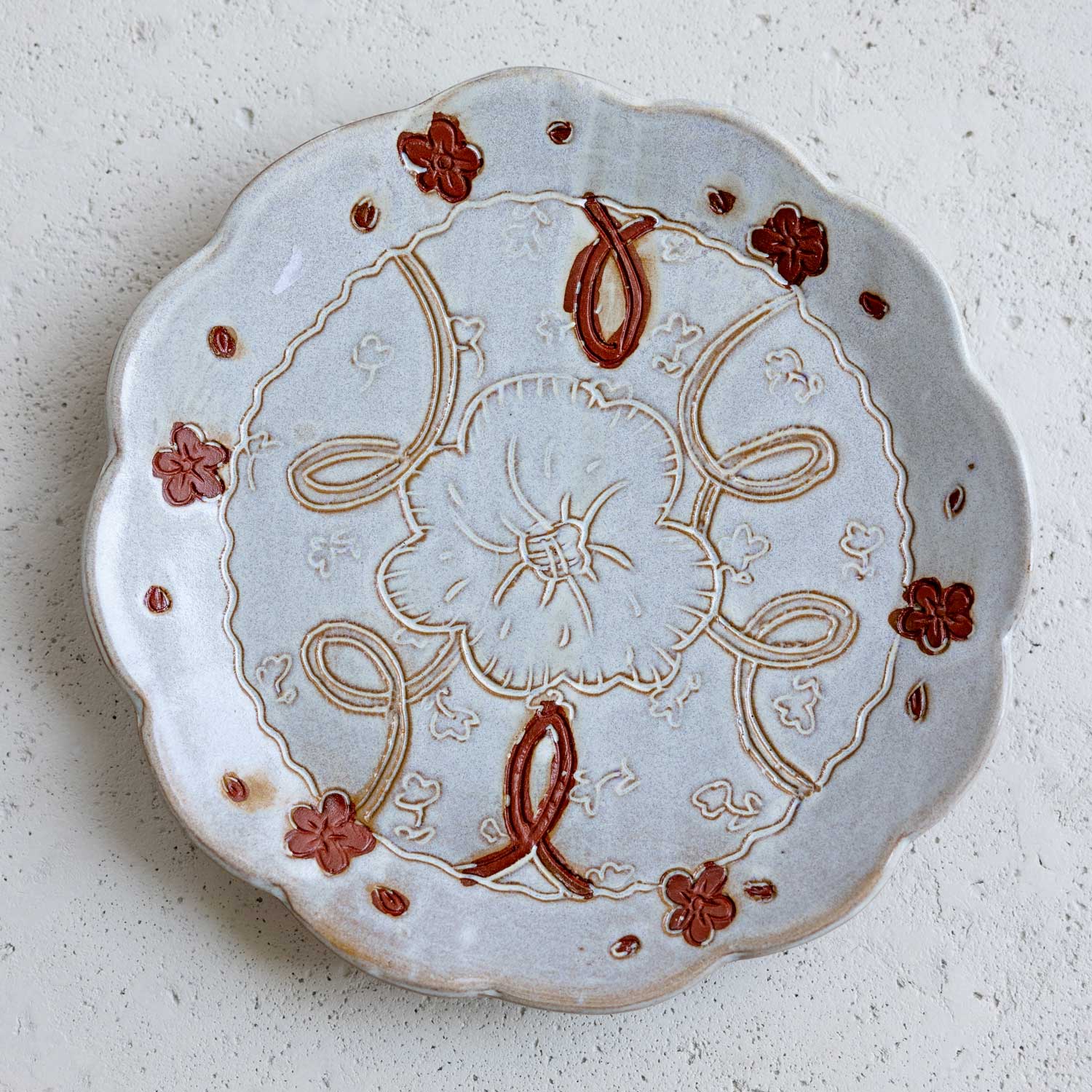 Zoe Pinnell: Small White Plate With Floral Centre Product Image 1 of 4