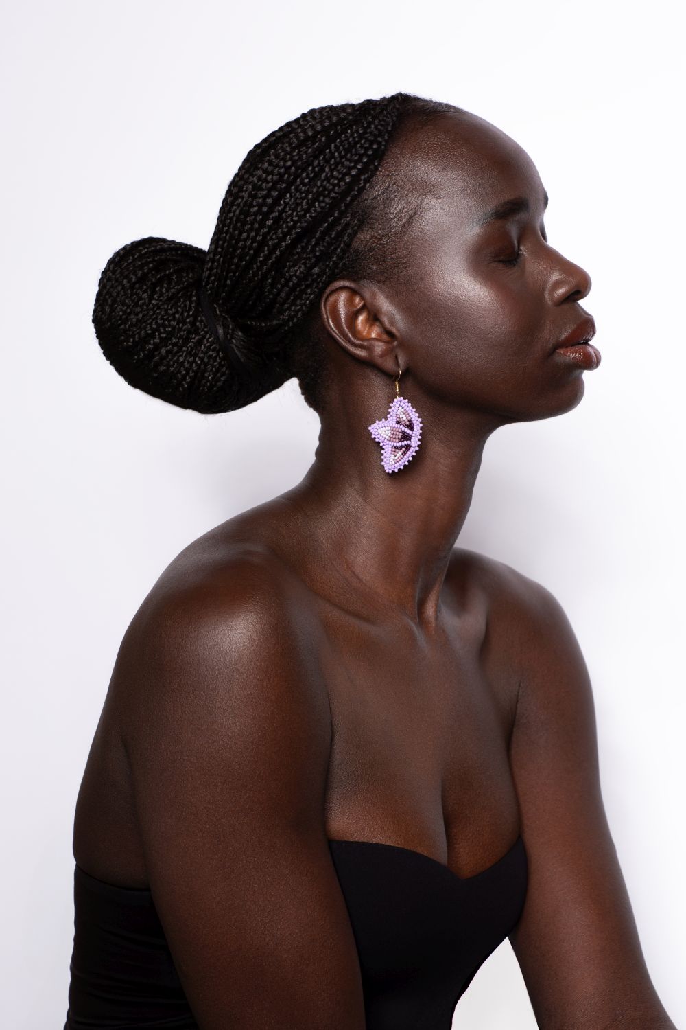 Lesley Hampton: Petal Beaded Earrings – Purple Product Image 2 of 2