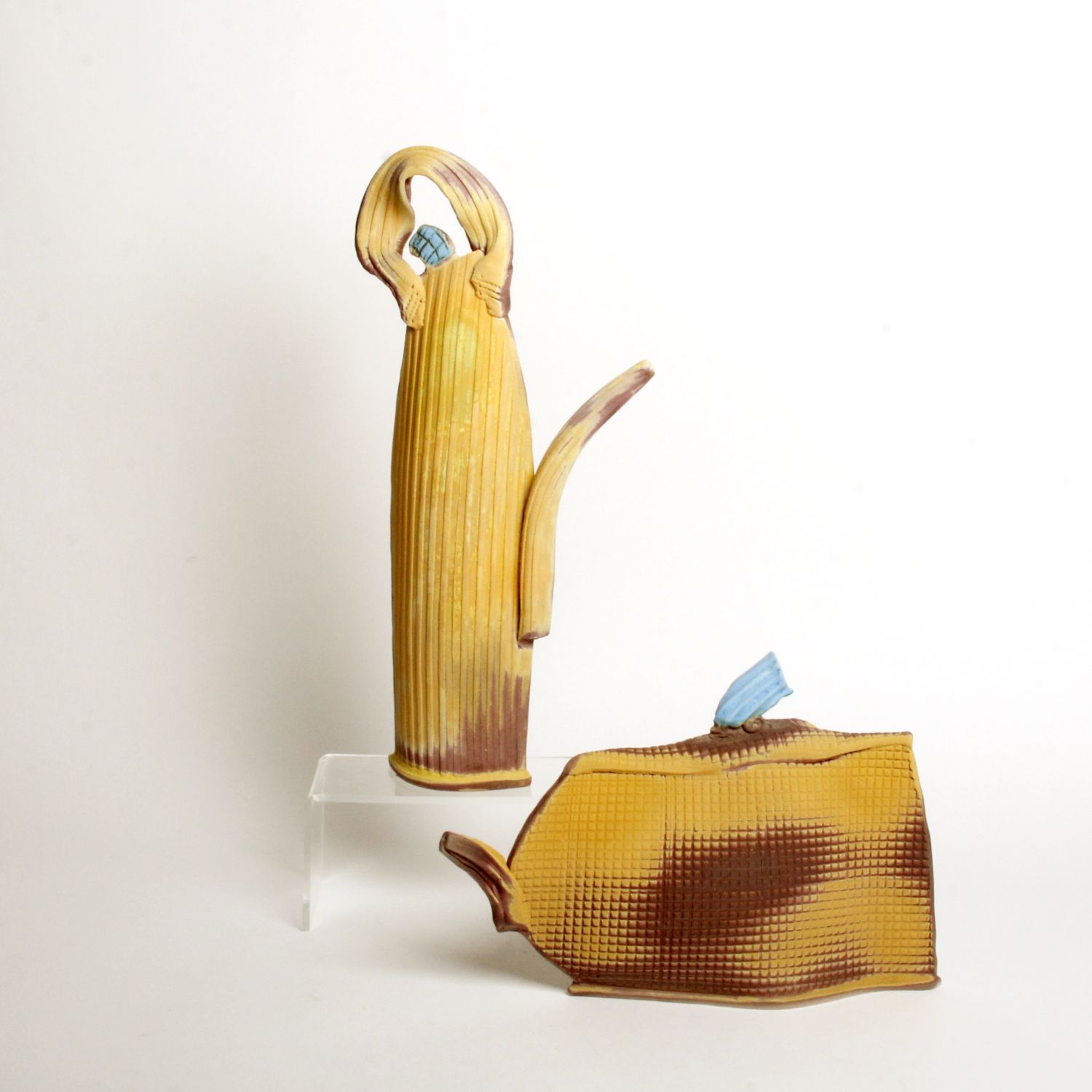 Shu-Chen Cheng: Yellow Flat Teapot Sculpture Product Image 3 of 4