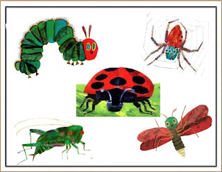 Illustrations of bugs from the books of Eric Carle