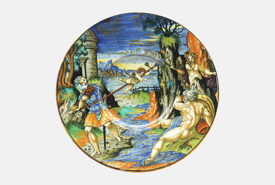 Maiolica plate decorated with a mythological scene
