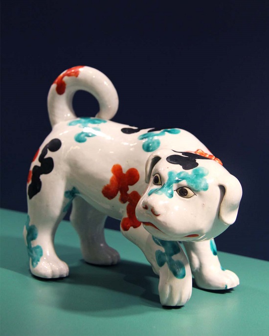 Figure of a Puppy, Japan, Hizen, c. 1680-1690, Porcelain with overglaze enamels, Loan from the Macdonald Collection