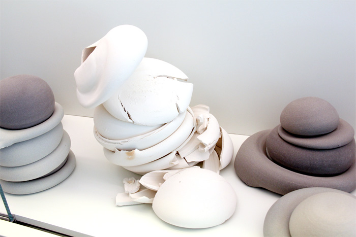 Ceramic sculptures by Michelle Mendlowitz and Robin Tieu