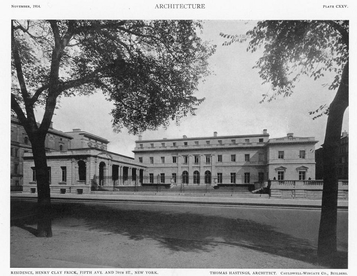 Henry Clay Frick Residence, One East 70th Street, Fifth Avenue view. Published in Architecture magazine, November 1914