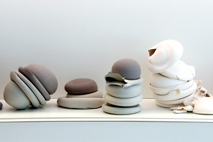 Ceramic sculptures by Michelle Mendlowitz and Robin Tieu