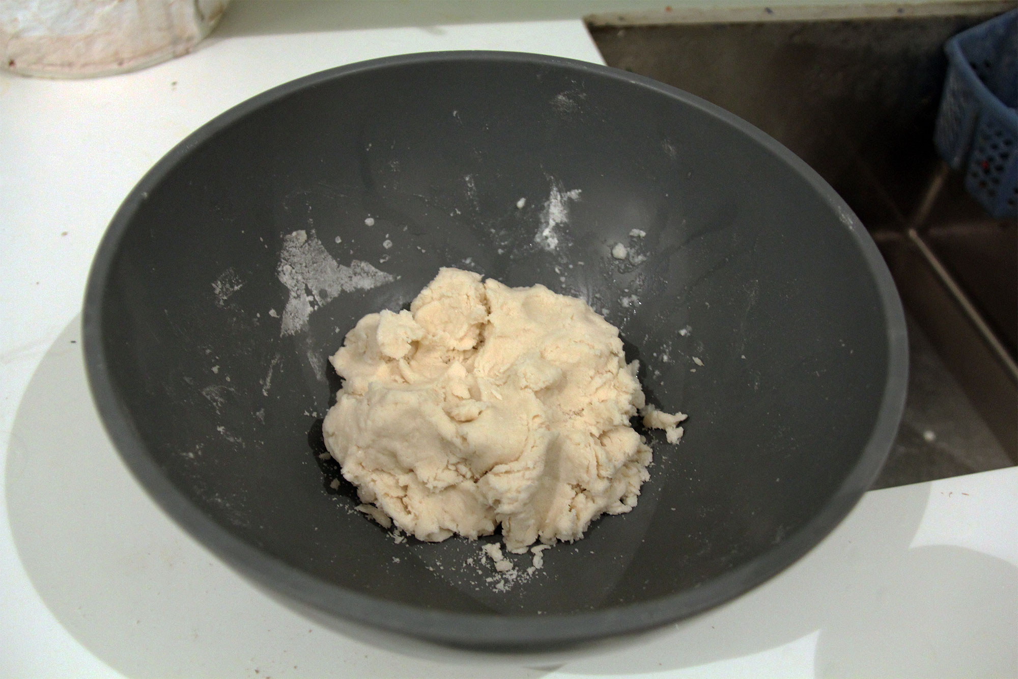 Bowl containing a mound white salt clay