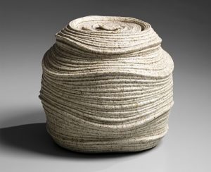 Sakiyama Takayuki, Chōtō; Listening to the Waves, 2012, Stoneware with sand glaze, 10 3/8 x 9 1/2 x 5 5/8 in, On loan from Joan B Mirviss LTD