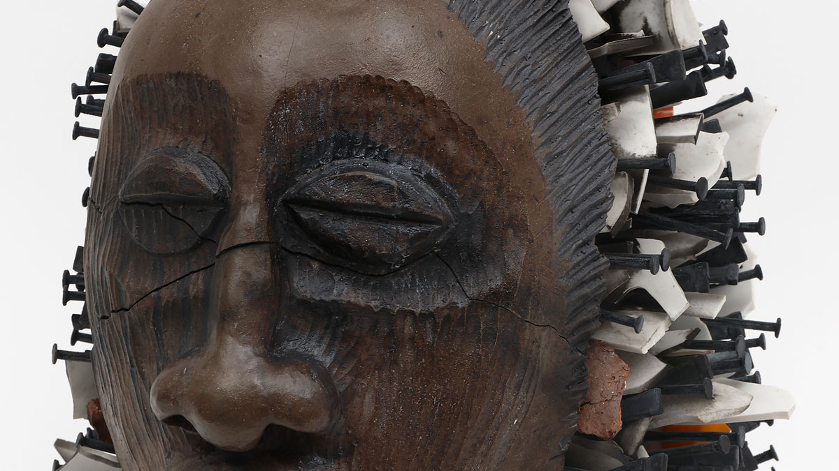 African-influenced ceramic sculpture of a head