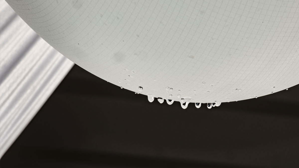 White nylon membrane dripping water