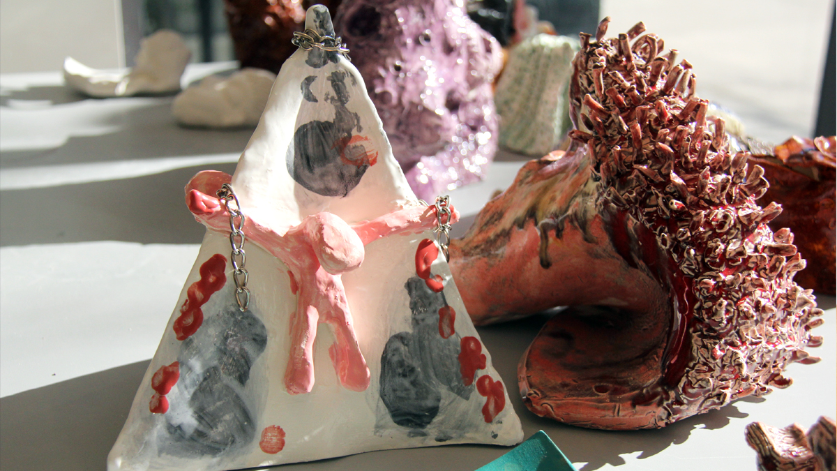 Artworks made by artists from the Turtle House Art Play Centre ceramics program