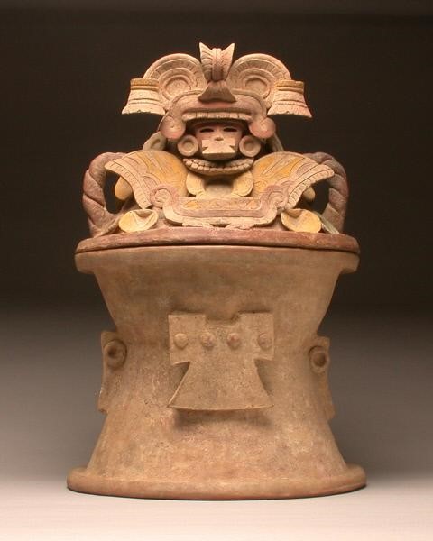 Covered Censer with Butterfly-masked Warrior Lid, 450-650, Mexico, Mexico, Teotihuacan, Gift of George and Helen Gardiner